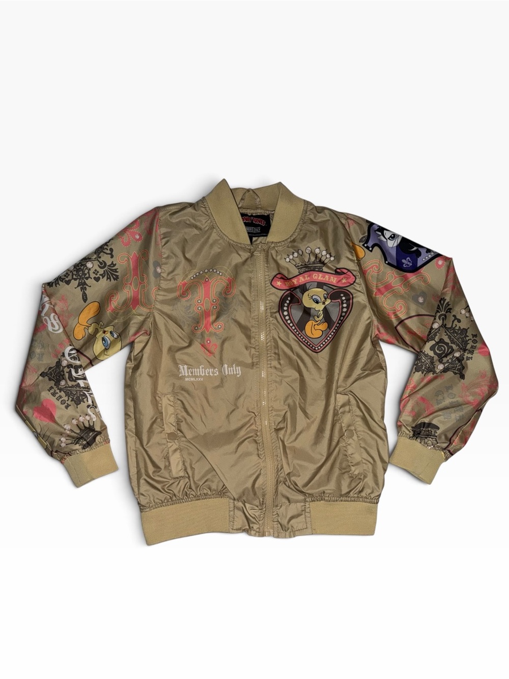 Members Only x Looney Tunes Tweety Bird Royal Glam Bomber Jacket Women’s Medium
